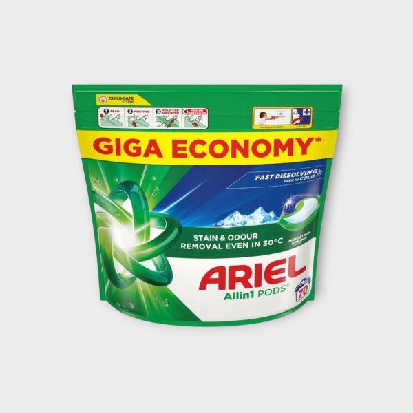 ARIEL Mountain Spring Allin1 White Laundry Capsules 70 pcs