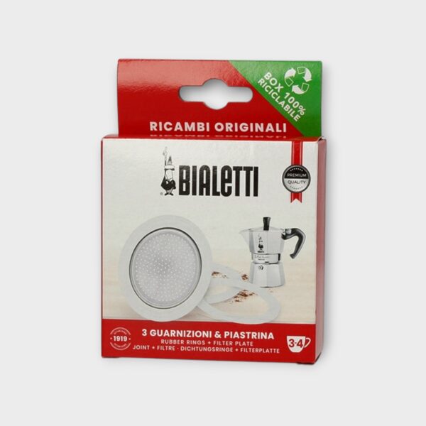 Bialetti moka pot gasket and filter set for 3–4 cup aluminium coffee makers