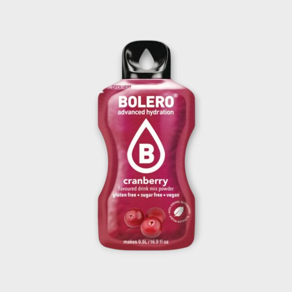 Bolero sugar-free cranberry drink mix with stevia 3 g sachet