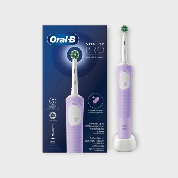 Oral-B Vitality Pro D103 electric toothbrush with charger in lilac colour