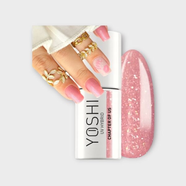 Yoshi Hybrid Gel Nail Polish 161 Chapter Of Us glitter pink 6ml